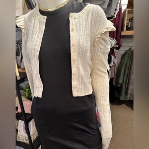Zara Black and Cream Ribbed Blouse